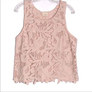 Caution to the Wind: Blush nude pink lace tank top
